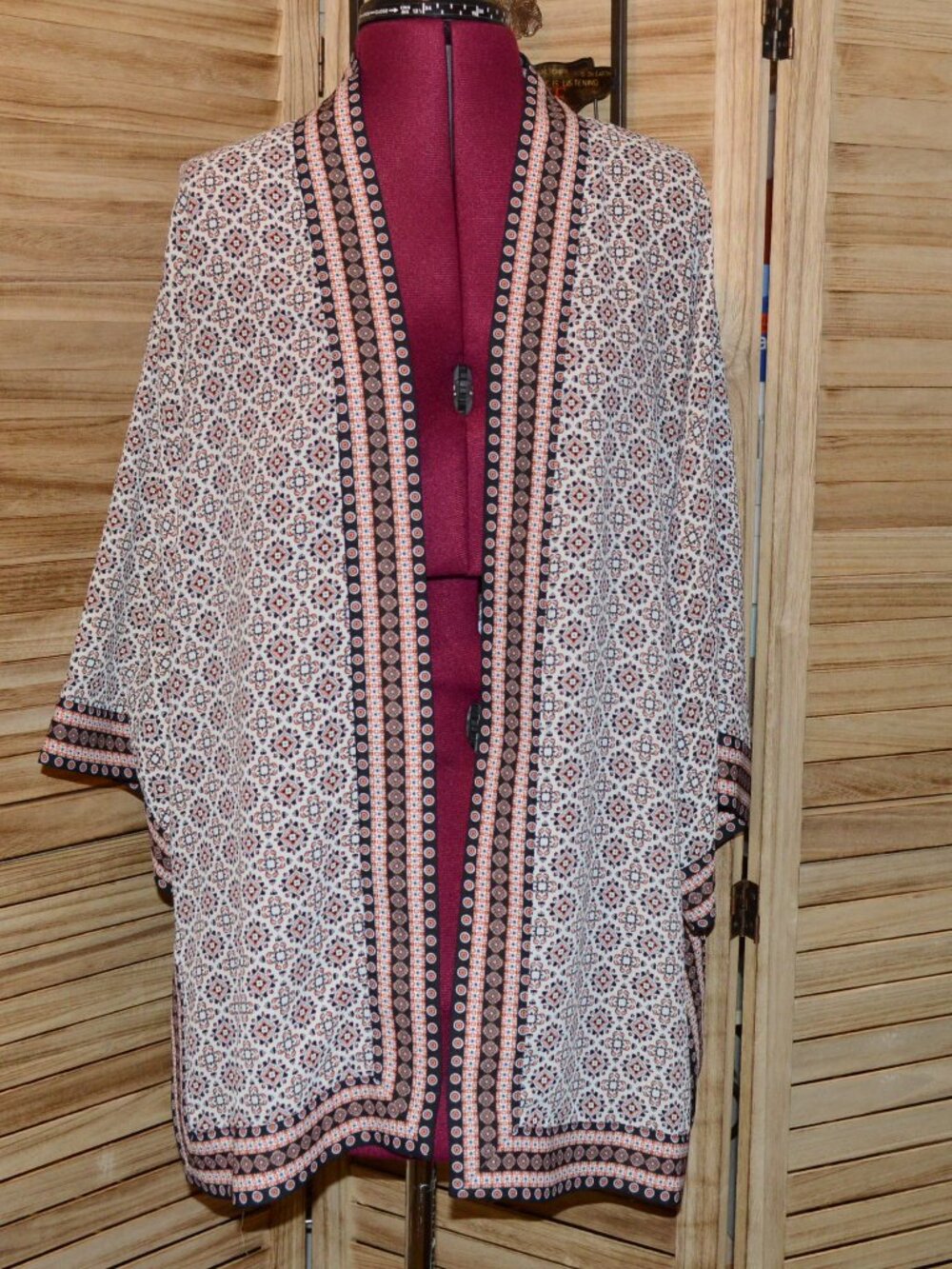 Max Studio S Short Kimono Mixed Patterns
